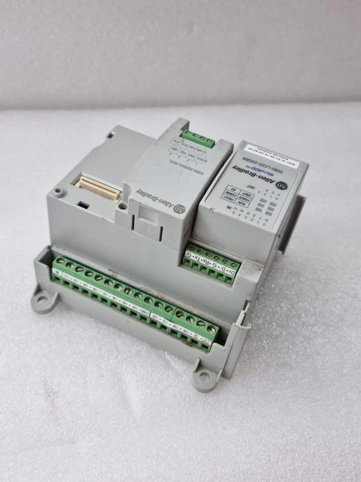 USED WORKING ALLEN BRADLEY 2080-LC20-20QBB MICRO820 ETHERNET IP PLC WITH MODULE